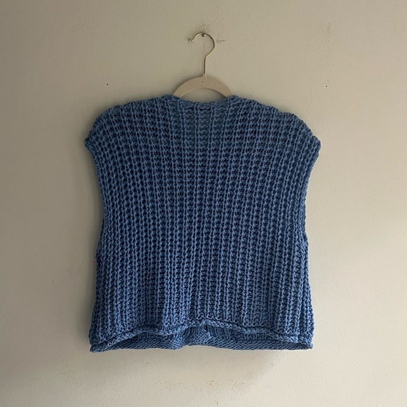 ZARA Chunky Knit Blue Sweater Vest Size Medium - Picture 5 of 6